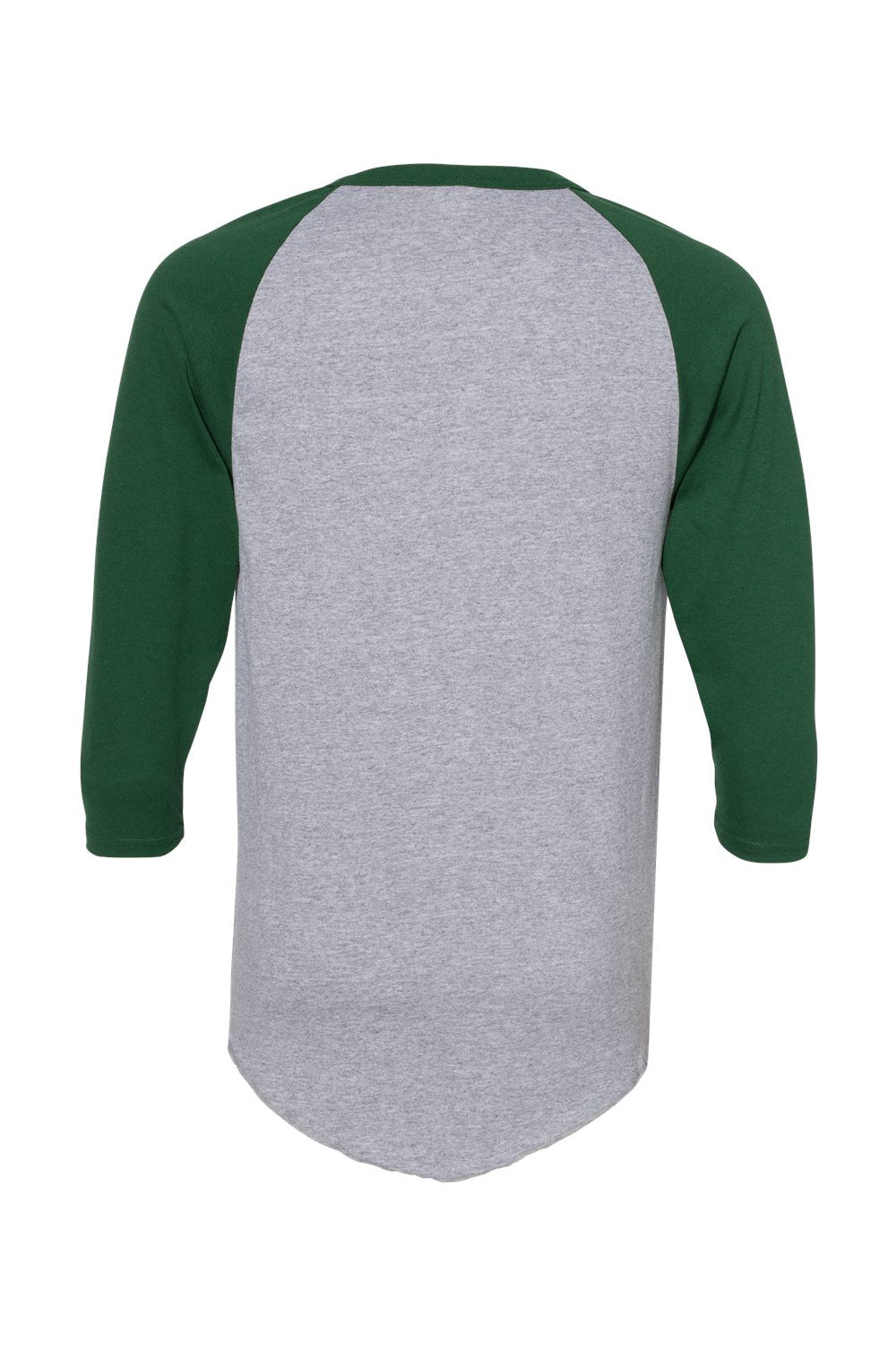 Augusta Sportswear 4420 Mens Raglan 3/4 Sleeve Crewneck T-Shirt Heather Grey/Dark Green Flat Back