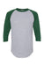 Augusta Sportswear 4420 Mens Raglan 3/4 Sleeve Crewneck T-Shirt Heather Grey/Dark Green Flat Front
