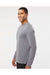 LAT 6918 Mens Fine Jersey Long Sleeve Crewneck T-Shirt Heather Granite Grey Model Side