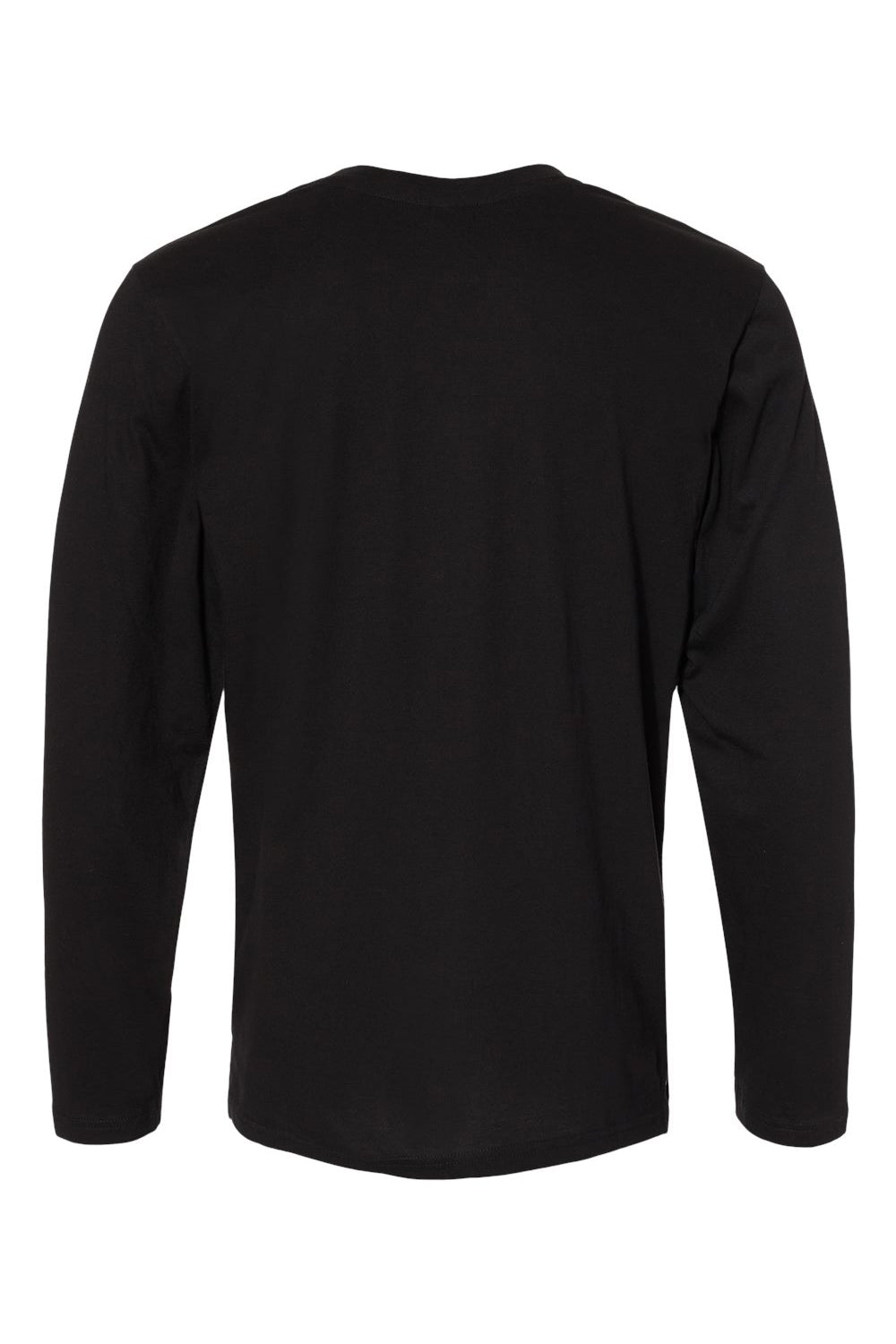 LAT 6918 Mens Fine Jersey Long Sleeve Crewneck T-Shirt Black Flat Back