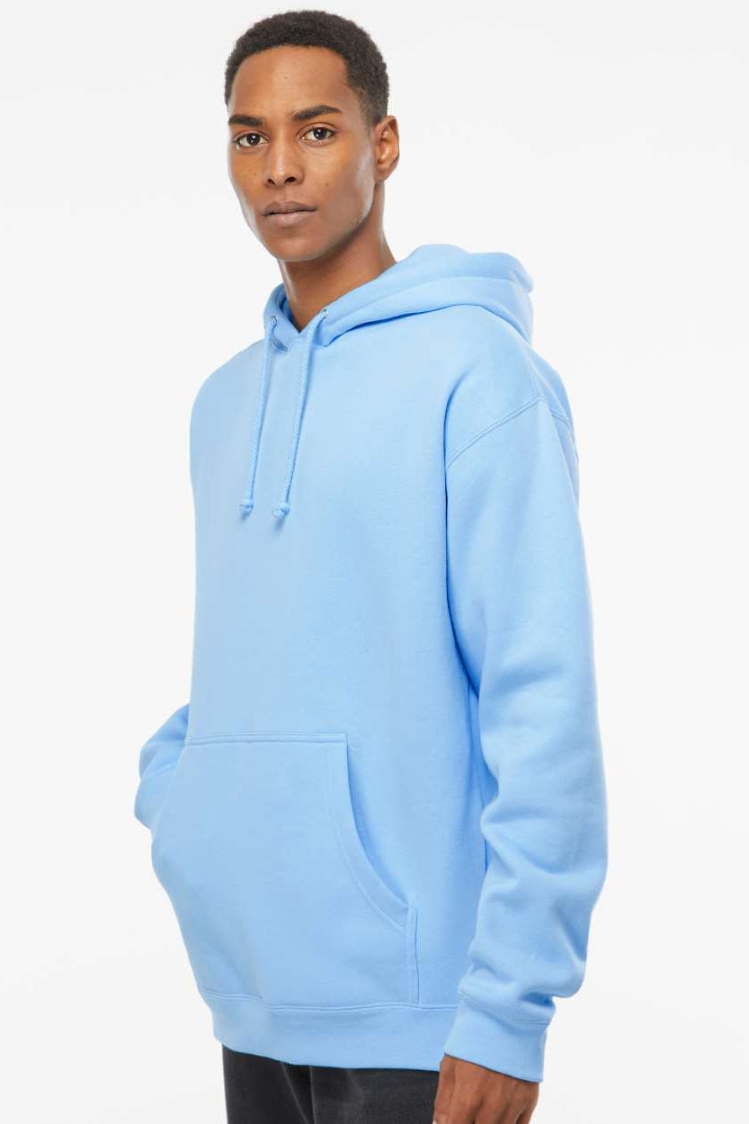 Independent Trading Company IND4000 Mens Hooded Sweatshirt Hoodie w/ Pouch Pocket Aqua Blue Model Side