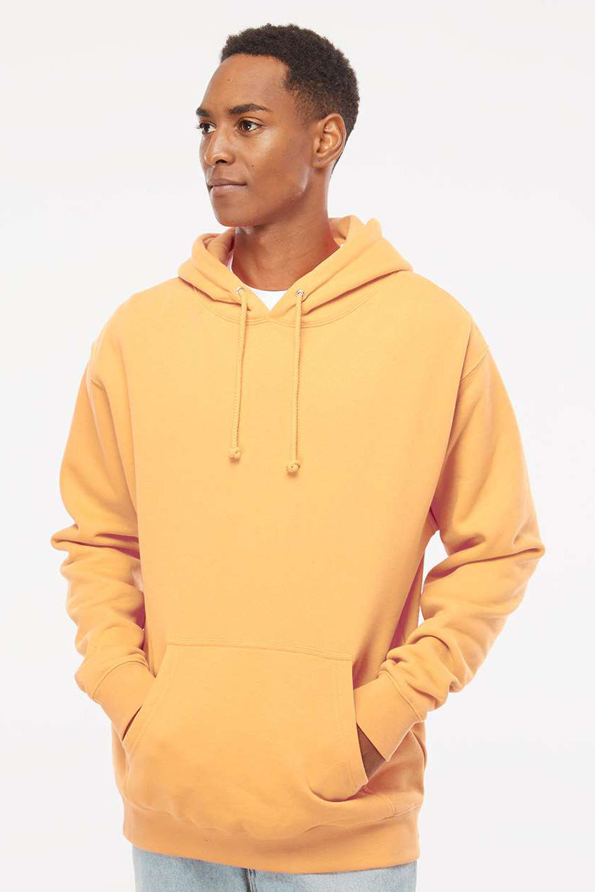 Independent Trading Company IND4000 Mens Hooded Sweatshirt Hoodie w/ Pouch Pocket Peach Model Front