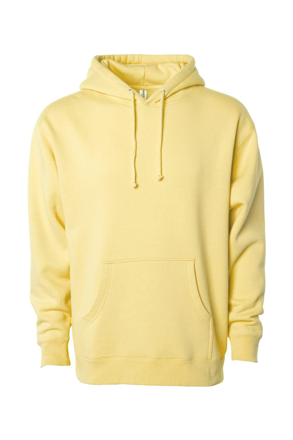 Independent Trading Company IND4000 Mens Hooded Sweatshirt Hoodie w/ Pouch Pocket Light Yellow Flat Front