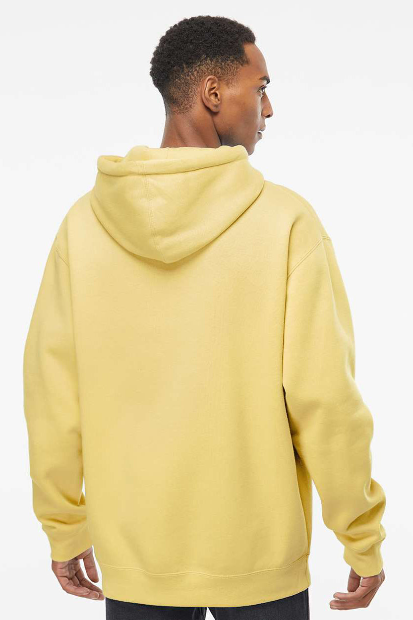 Independent Trading Company IND4000 Mens Hooded Sweatshirt Hoodie w/ Pouch Pocket Light Yellow Model Back