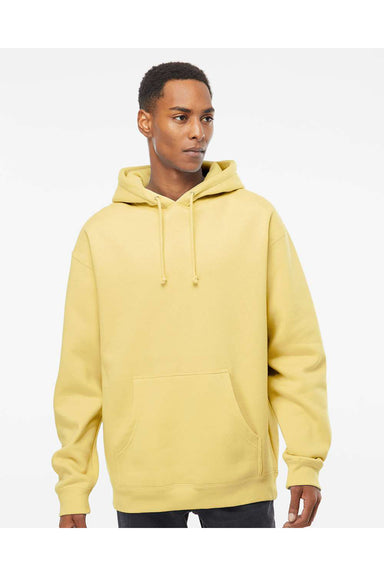 Independent Trading Co. IND4000 Mens Hooded Sweatshirt Hoodie Light Yellow Model Front