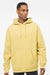 Independent Trading Company IND4000 Mens Hooded Sweatshirt Hoodie w/ Pouch Pocket Light Yellow Model Front