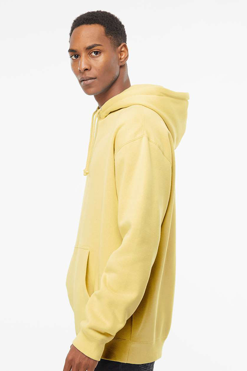 Independent Trading Company IND4000 Mens Hooded Sweatshirt Hoodie w/ Pouch Pocket Light Yellow Model Side
