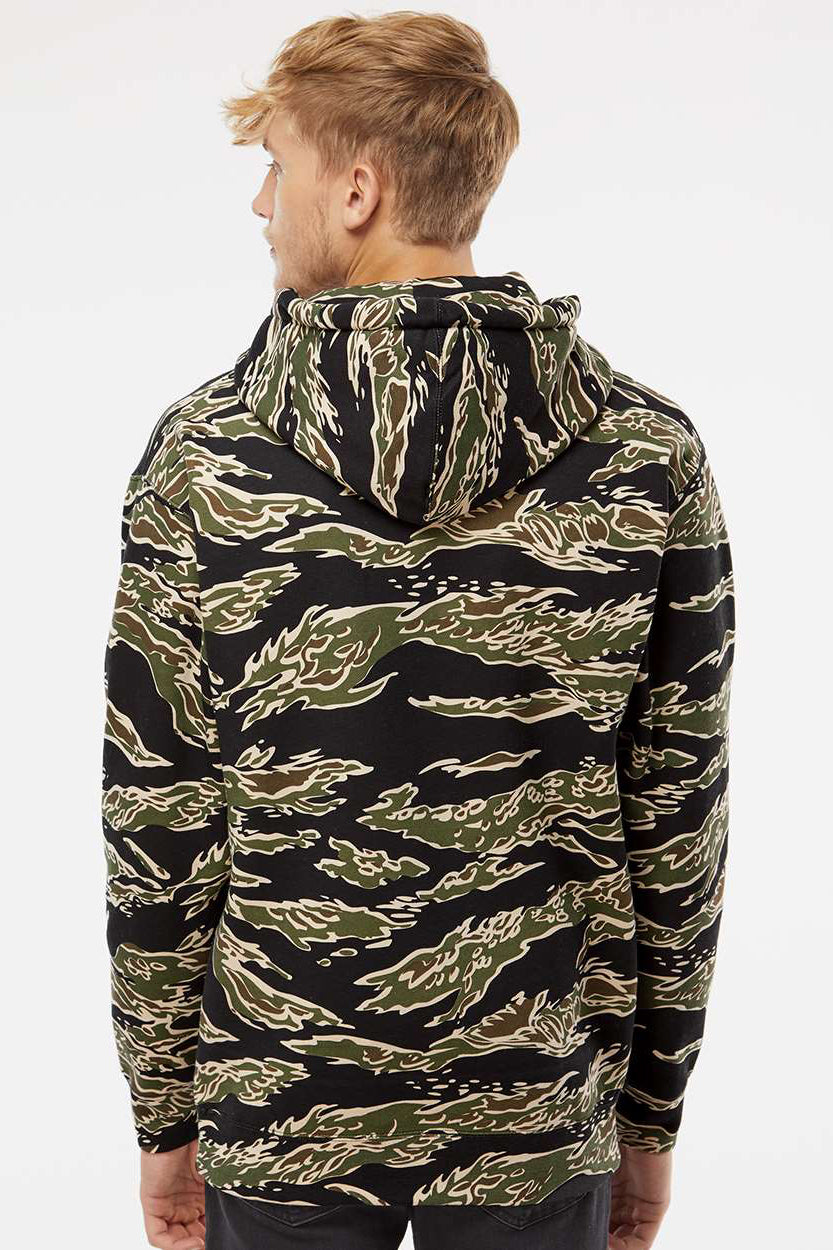 Independent Trading Company IND4000 Mens Hooded Sweatshirt Hoodie w/ Pouch Pocket Tiger Camo Model Back