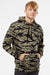 Independent Trading Company IND4000 Mens Hooded Sweatshirt Hoodie w/ Pouch Pocket Tiger Camo Model Front