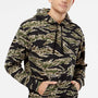 Independent Trading Company Mens Hooded Sweatshirt Hoodie w/ Pouch Pocket - Tiger Camo
