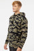 Independent Trading Company IND4000 Mens Hooded Sweatshirt Hoodie w/ Pouch Pocket Tiger Camo Model Side