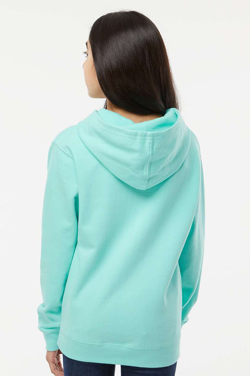Independent Trading Company SS4001Y Youth Hooded Sweatshirt Hoodie w/ Pouch Pocket Mint Green Model Back