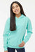 Independent Trading Company SS4001Y Youth Hooded Sweatshirt Hoodie w/ Pouch Pocket Mint Green Model Front
