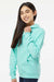Independent Trading Company SS4001Y Youth Hooded Sweatshirt Hoodie w/ Pouch Pocket Mint Green Model Side