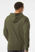 Independent Trading Company SS4500 Mens Hooded Sweatshirt Hoodie w/ Pouch Pocket Army Green Model Back