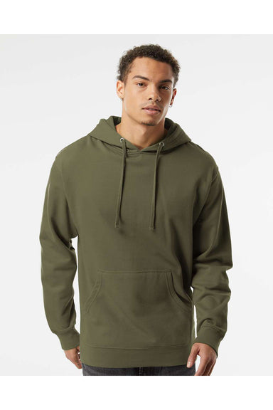 Independent Trading Co. SS4500 Mens Hooded Sweatshirt Hoodie Army Green Model Front