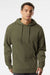 Independent Trading Company SS4500 Mens Hooded Sweatshirt Hoodie w/ Pouch Pocket Army Green Model Front