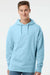 Independent Trading Company SS4500 Mens Hooded Sweatshirt Hoodie w/ Pouch Pocket Aqua Blue Model Front
