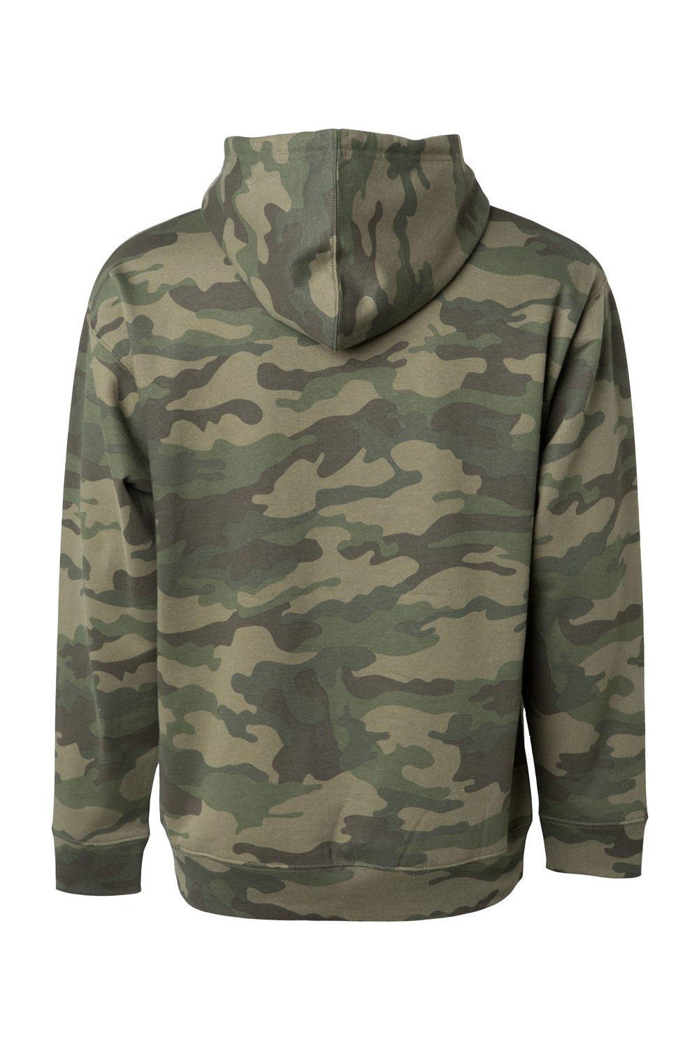 Independent Trading Company SS4500 Mens Hooded Sweatshirt Hoodie w/ Pouch Pocket Forest Green Camo Flat Back