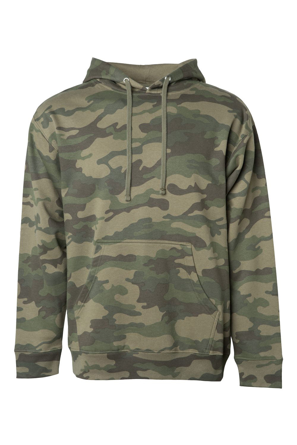 Independent Trading Company SS4500 Mens Hooded Sweatshirt Hoodie w/ Pouch Pocket Forest Green Camo Flat Front