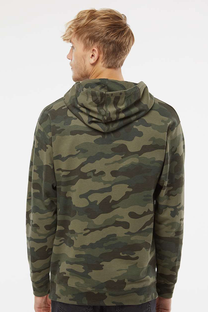 Independent Trading Company SS4500 Mens Hooded Sweatshirt Hoodie w/ Pouch Pocket Forest Green Camo Model Back