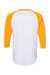 Augusta Sportswear 4420 Mens Raglan 3/4 Sleeve Crewneck T-Shirt White/Gold Flat Back