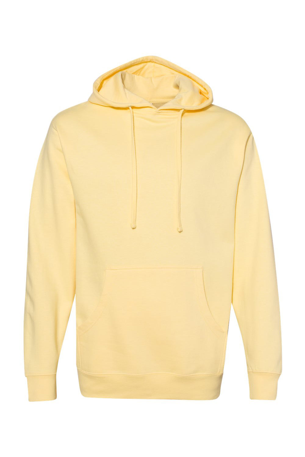 Independent Trading Company SS4500 Mens Hooded Sweatshirt Hoodie w/ Pouch Pocket Light Yellow Flat Front
