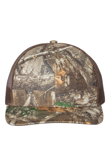 Richardson Hats 112P Mens Printed Snapback Trucker Hat Realtree Edge/Brown Flat Front
