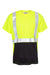 Kishigo 9162 Mens Black Bottom Class 2 Moisture Wicking Short Sleeve Crewneck T-Shirt w/ Pocket Lime Green Flat Front