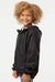 Independent Trading Company EXP24YWZ Youth Wind & Water Resistant Full Zip Windbreaker Hooded Jacket Black Model Side