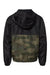 Independent Trading Co. EXP24YWZ Youth Full Zip Windbreaker Hooded Jacket Black/Forest Green Camo Flat Back