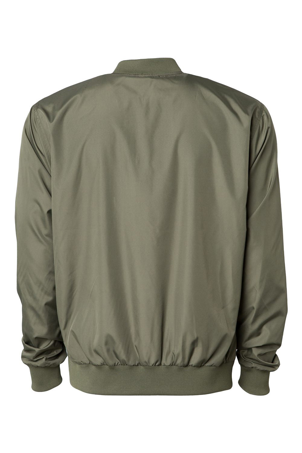 Independent Trading Company EXP52BMR Mens Water Resistant Full Zip Bomber Jacket Army Green Flat Back