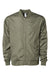 Independent Trading Company EXP52BMR Mens Water Resistant Full Zip Bomber Jacket Army Green Flat Front