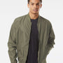 Independent Trading Co. Mens Water Resistant Full Zip Bomber Jacket - Army Green - NEW