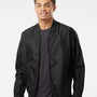 Independent Trading Co. Mens Water Resistant Full Zip Bomber Jacket - Black - NEW