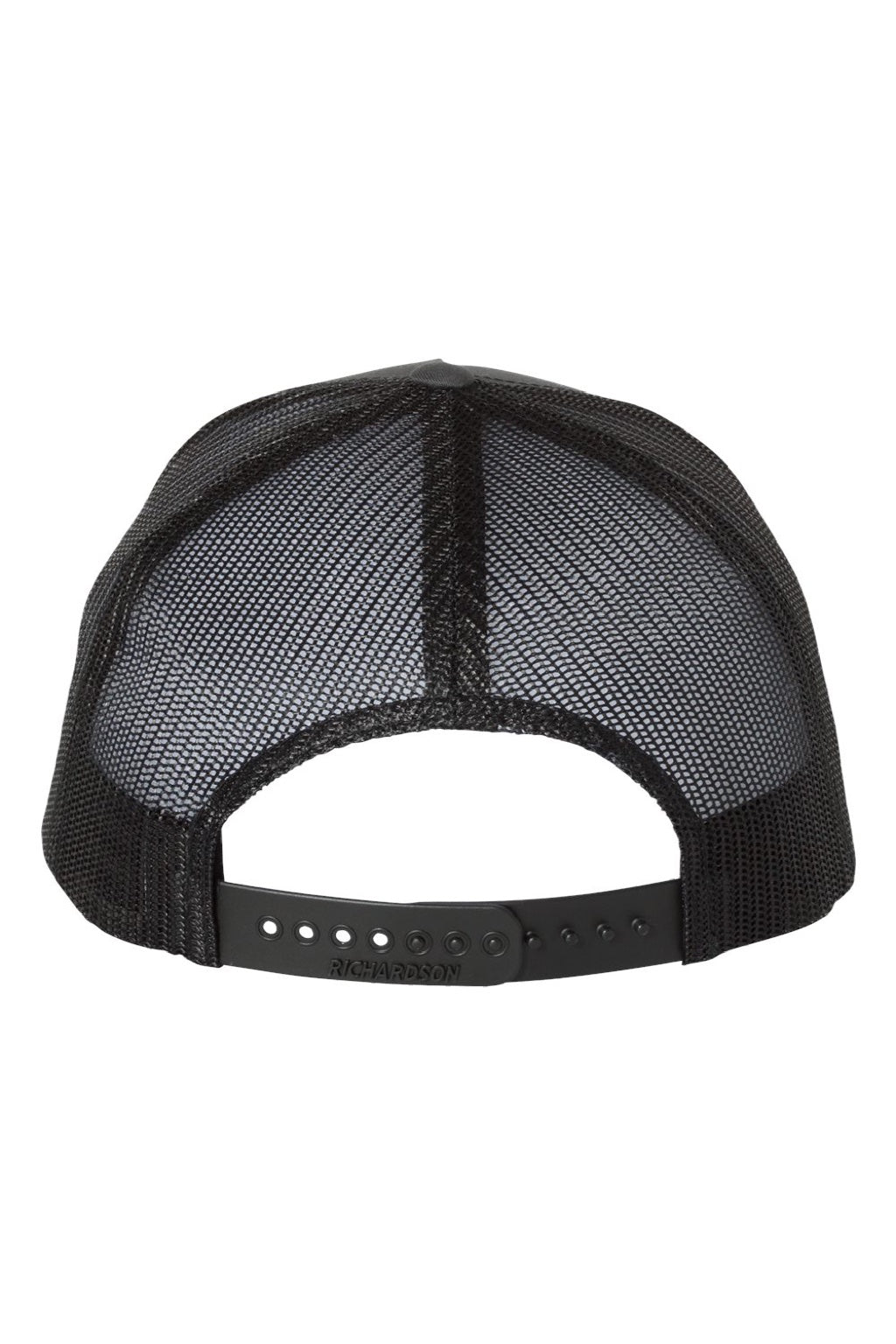 Richardson Hats 112FP Mens 5 Panel Snapback Trucker Hat Charcoal Grey/Black Flat Back