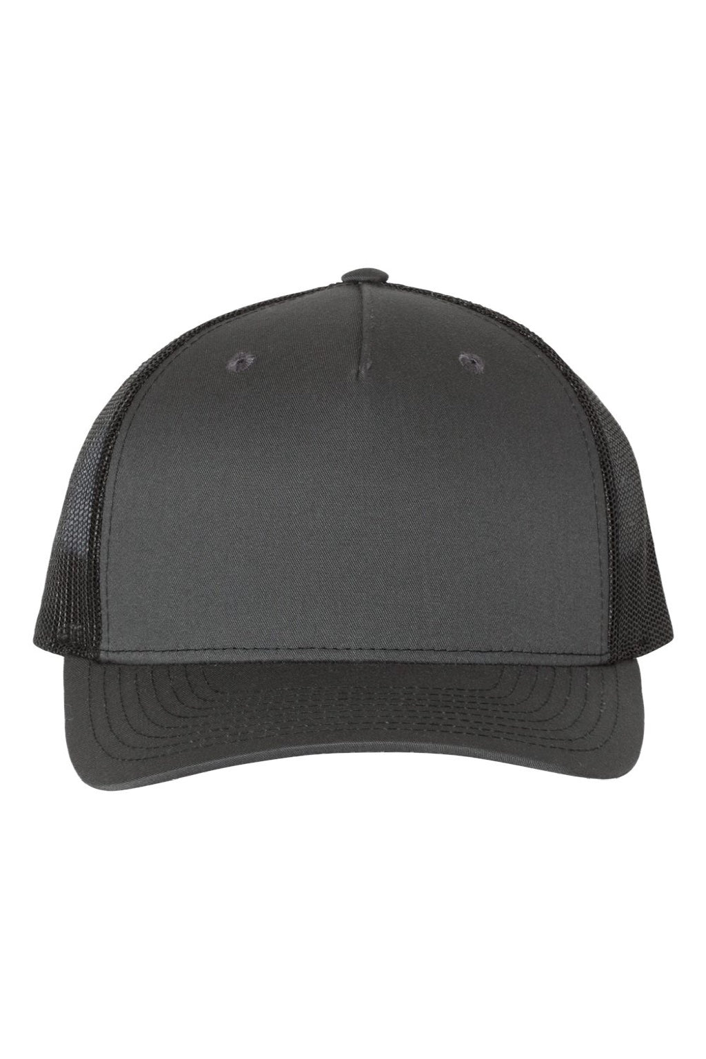 Richardson Hats 112FP Mens 5 Panel Snapback Trucker Hat Charcoal Grey/Black Flat Front