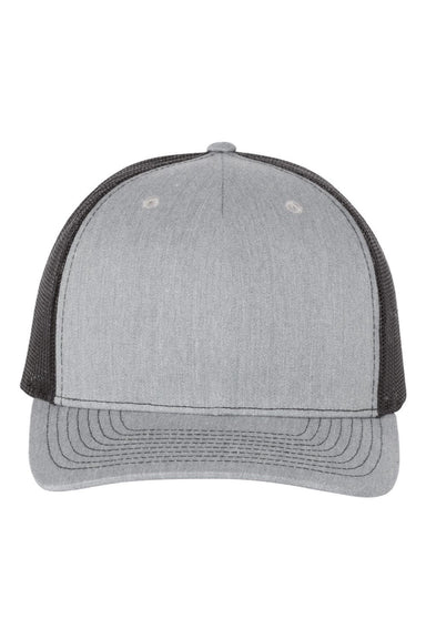 Richardson Hats 112FP Mens 5 Panel Snapback Trucker Hat Heather Grey/Black Flat Front