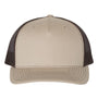 Richardson Hats Mens 5 Panel Snapback Trucker Hat - Khaki/Coffee Brown