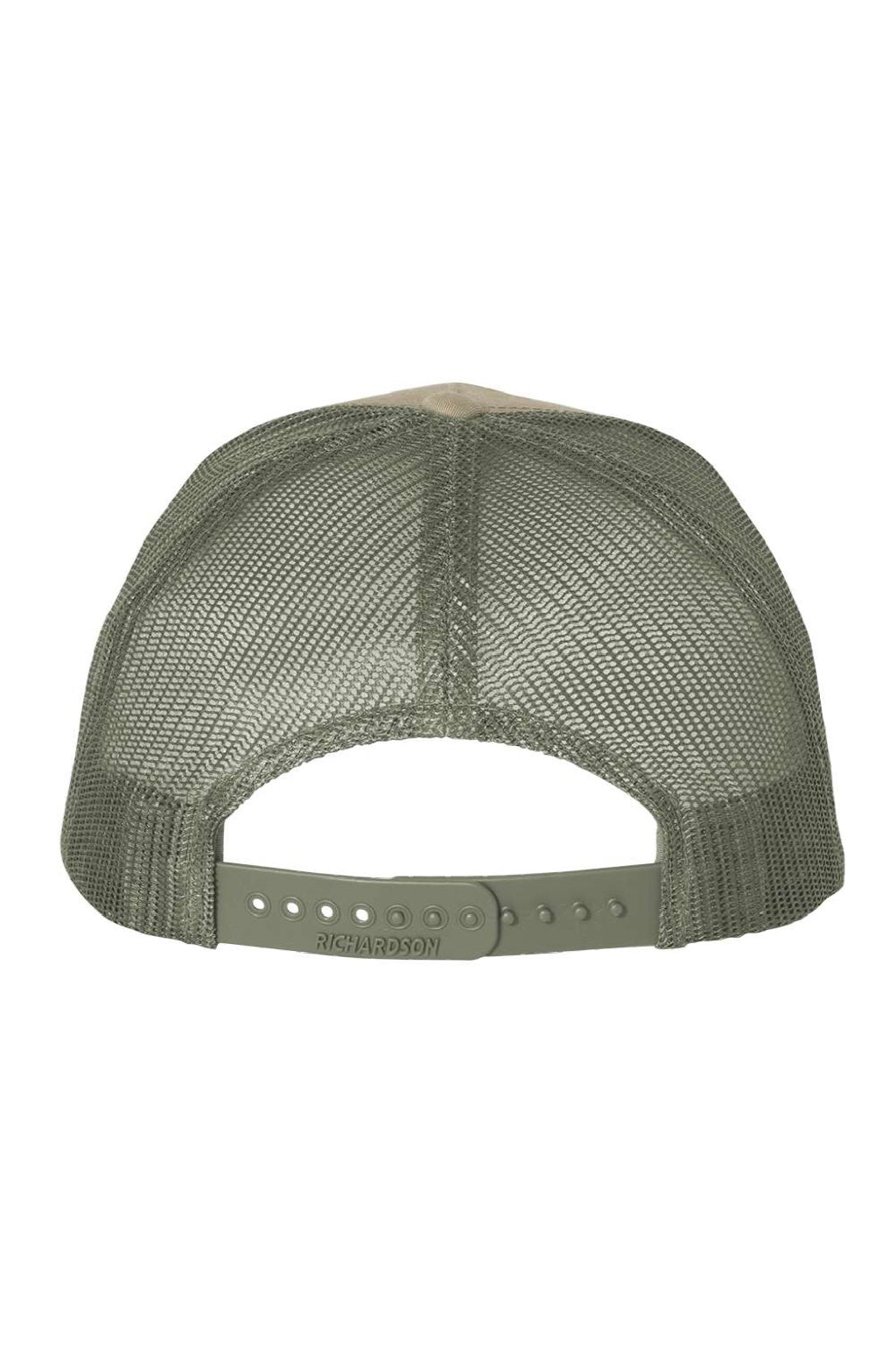 Richardson Hats 112FP Mens 5 Panel Snapback Trucker Hat Pale Khaki/Loden Green Flat Back