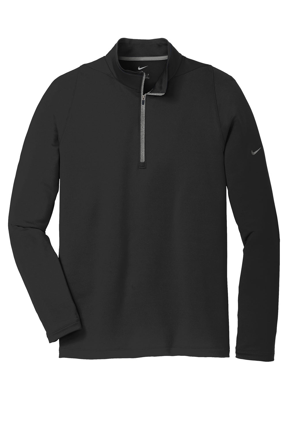 Nike 779795 Mens Dri-Fit Moisture Wicking 1/4 Zip Sweatshirt Black/Dark Grey/Red Flat Front