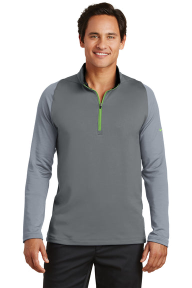 Nike 779795 Mens Dri-Fit Moisture Wicking 1/4 Zip Sweatshirt Dark Grey/Cool Grey Model Front