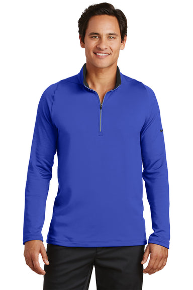 Nike 779795 Mens Dri-Fit Moisture Wicking 1/4 Zip Sweatshirt Royal Blue/Black Model Front