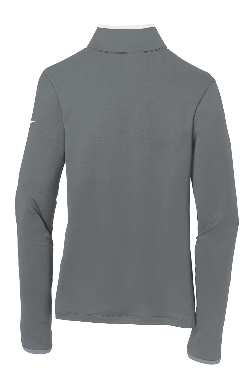 Nike 779796 Womens Dri-Fit Moisture Wicking 1/4 Zip Sweatshirt Dark Grey/White Flat Back