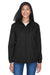 North End 78032 Womens Techno Lite Water Resistant Full Zip Hooded Jacket Black Model Front