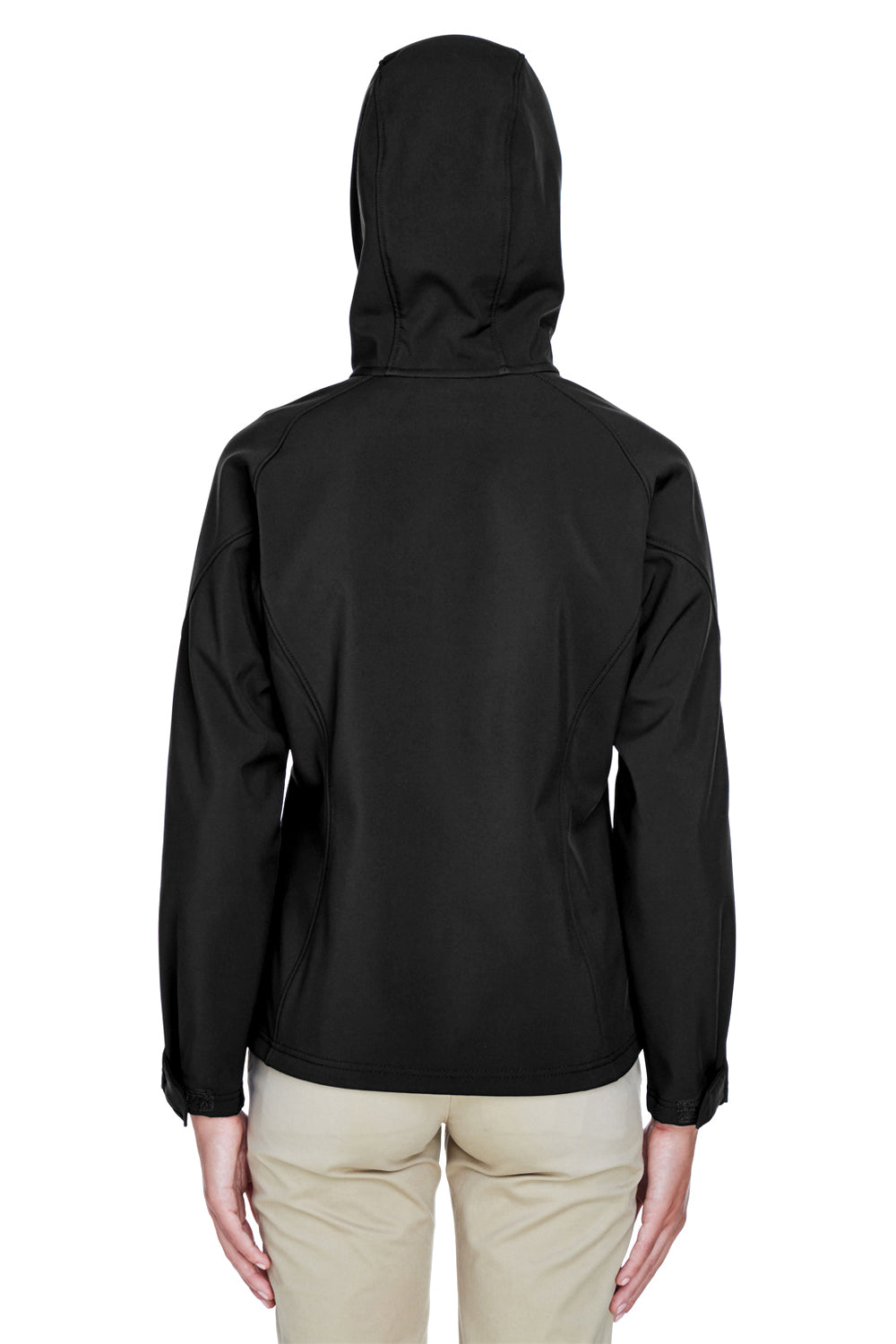 North End 78166 Womens Prospect Water Resistant Full Zip Hooded Jacket Black Model Back