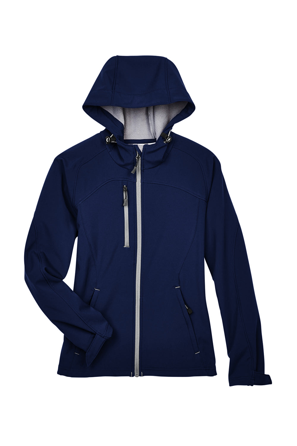 North End 78166 Womens Prospect Water Resistant Full Zip Hooded Jacket Classic Navy Blue Flat Front