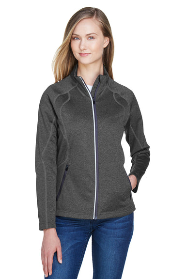 North End 78174 Womens Gravity Performance Moisture Wicking Full Zip Fleece Jacket Heather Carbon Grey Model Front