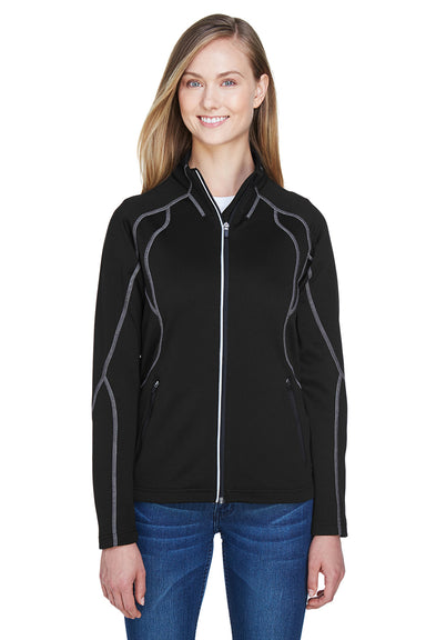 North End 78174 Womens Gravity Performance Moisture Wicking Full Zip Fleece Jacket Black Model Front
