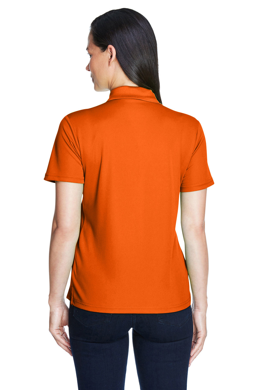 Core 365 78181 Womens Origin Performance Moisture Wicking Short Sleeve Polo Shirt Campus Orange Model Back